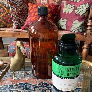 VTG Upjohn Large Amber Glass Pharmacy Bottle